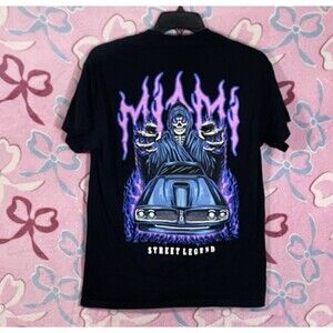 Miami Street Legend Car Graphic Skull Reaper Shirt Size Medium